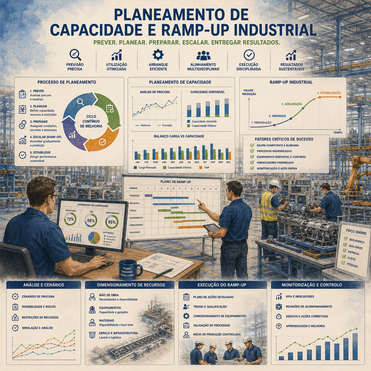 Planeamento de capacidade e ramp-up industrial